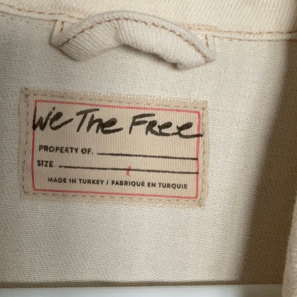 Free People Fringe Out Denim Jacket.  Ecru.  Size L. NWT - Picture 3 of 7